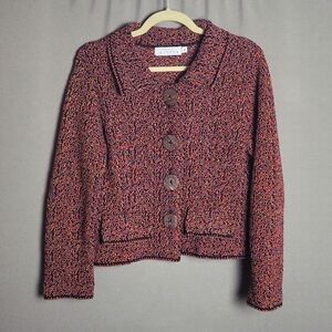 Willow Tweed Multicolored Cropped Blazer with Large Button Closure, Size S